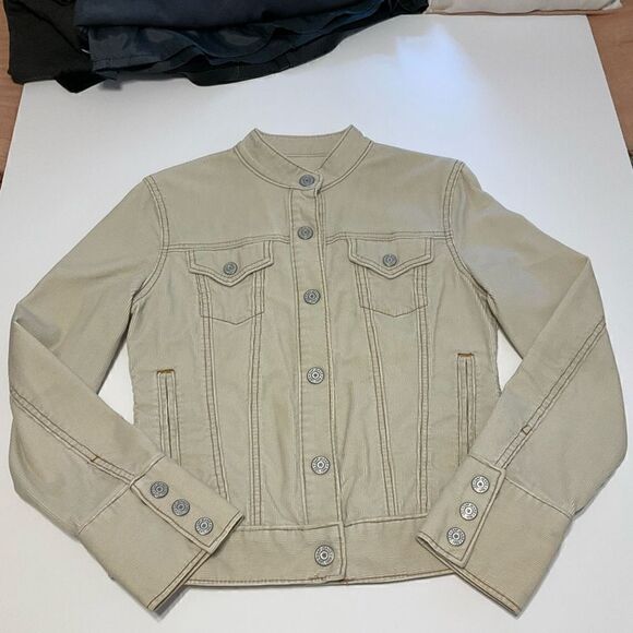 Vintage Y2K GAP Stretch Corduroy Jacket, Cream with Brown Stitching, XS - Picture 3 of 8